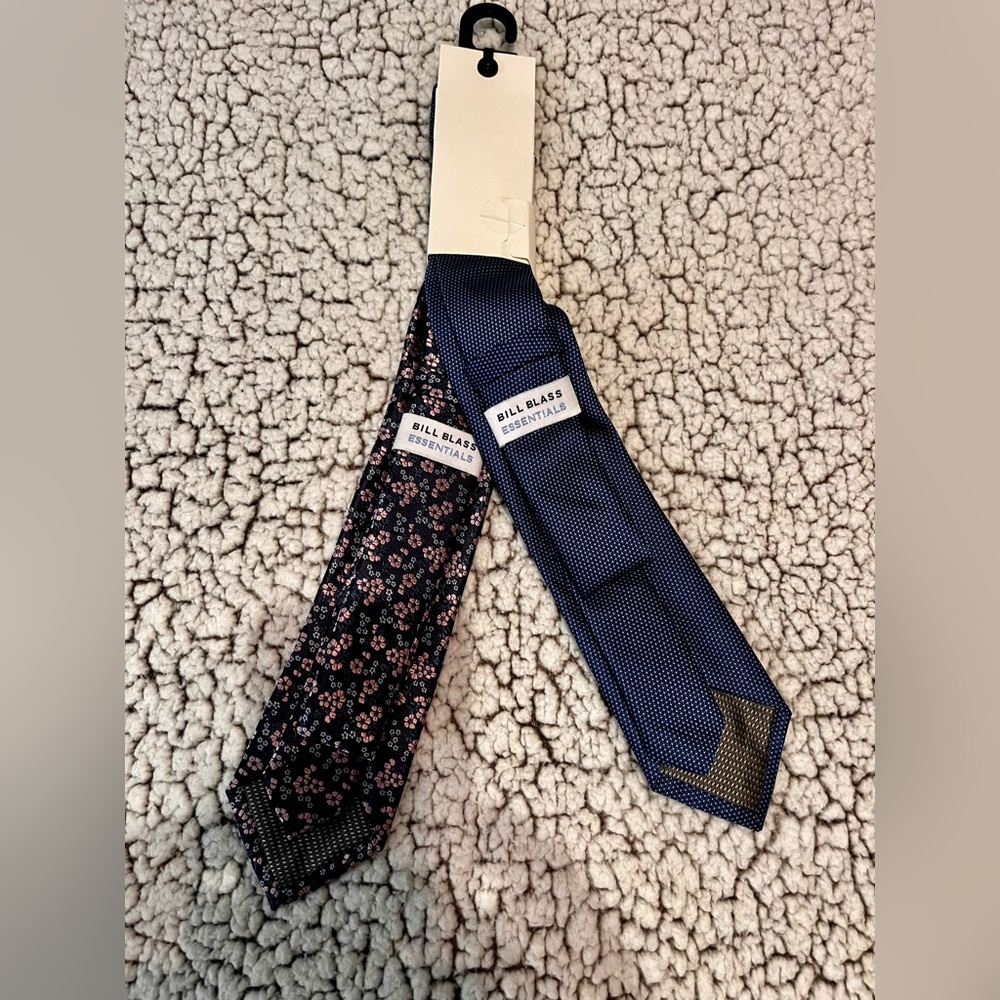 Bill Blass Set of two hand made ties, floral and dots
